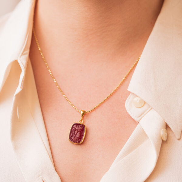 Angel Enamel Intaglio Necklace