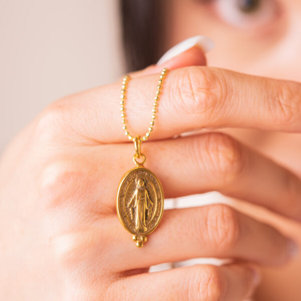 Virgin Mary Coin Silver Necklace
