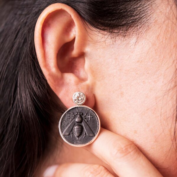 Moissanite Bee Symbol Earrings