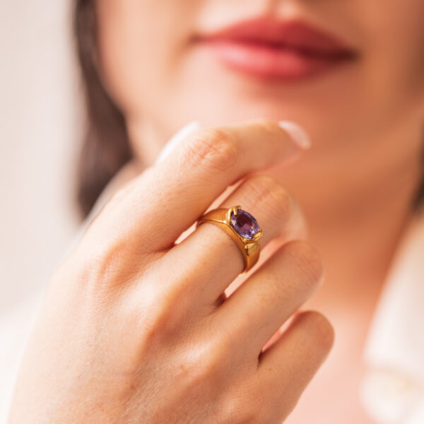 Lab. Alexandrite Taşlı El Figür Yüzük
